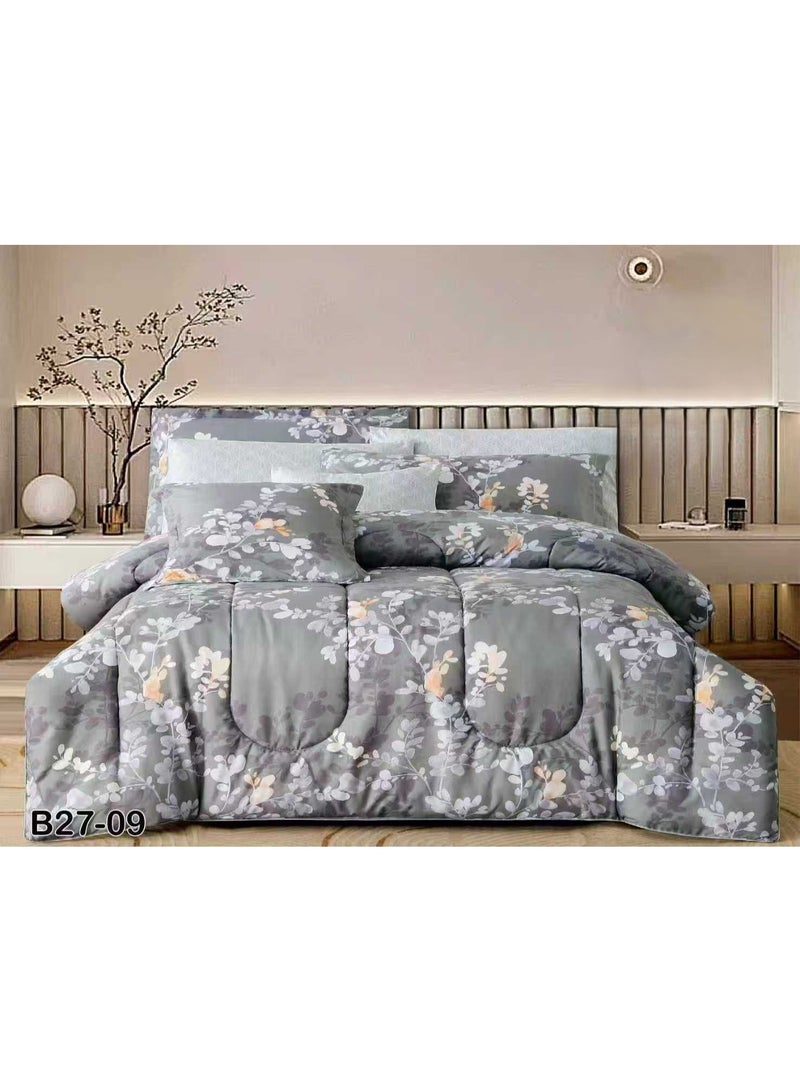 SFT Luxury summer double bed sheet set made of microfiber material, 8 pieces: 1 quilt 260*240cm, 1 sheet 200*200cm, 4 pillowcases 50*75cm, 2 cushion covers 45*45cm. - Image 1